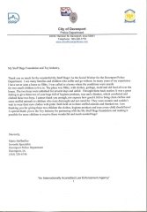 Letter from City of Davenport Police Department